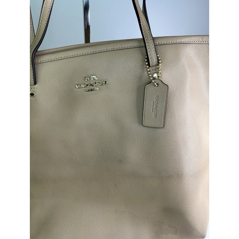 Coach Beige Brown Tote Bag 16in x 15in x 5.5in Used Pre-Owned - Picture 2 of 10